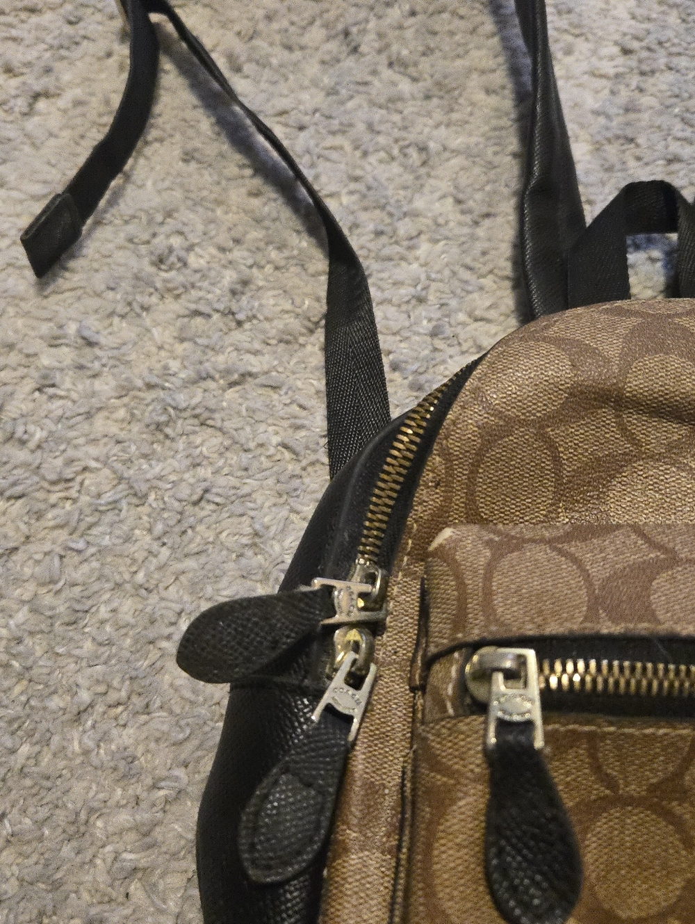 Coach Mini Charlie Backpack Signature Canvas Brown Black Small Travel Bag - Picture 4 of 16